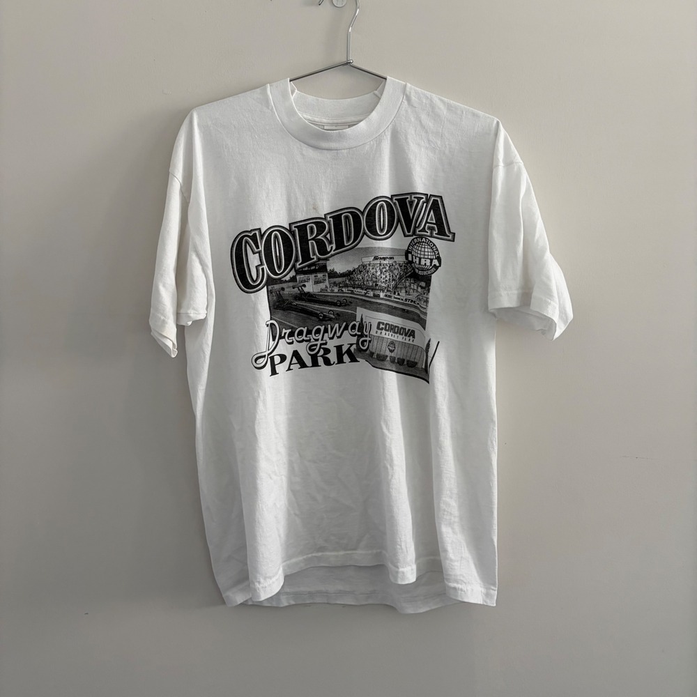 Vintage Fruit of the Loom Cordova Dragway Park Racing T-Shirt White XL 90s NHRA